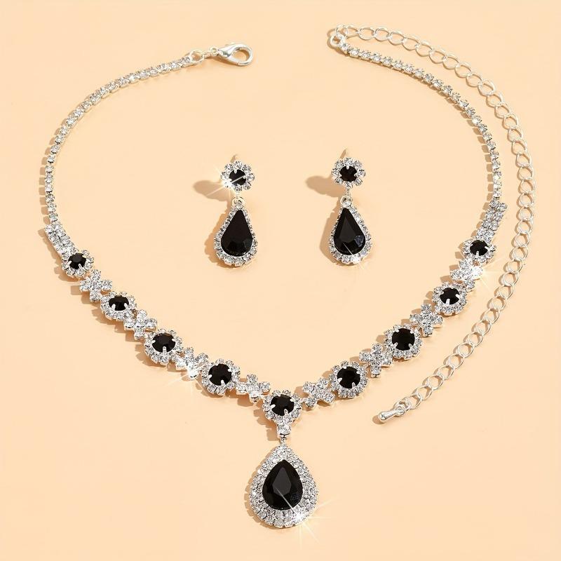 3-Piece Earrings Plus Necklace Set Women Elegant Jewelry Set