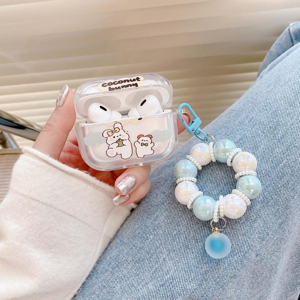 Ins Kokosnuss Hase Weiches Silikon Armband Drahtlose Bluetooth Hasenohren Kopfhörerhülle Für Apple Airpods 1 2 Pro 2. 3 Ladebox