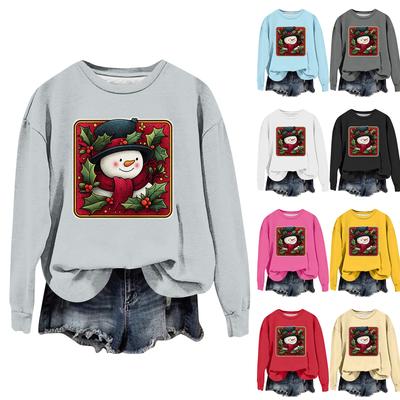 Women's Fashion Casual Long Sleeve Loose Christmas Printed Sweatshirt