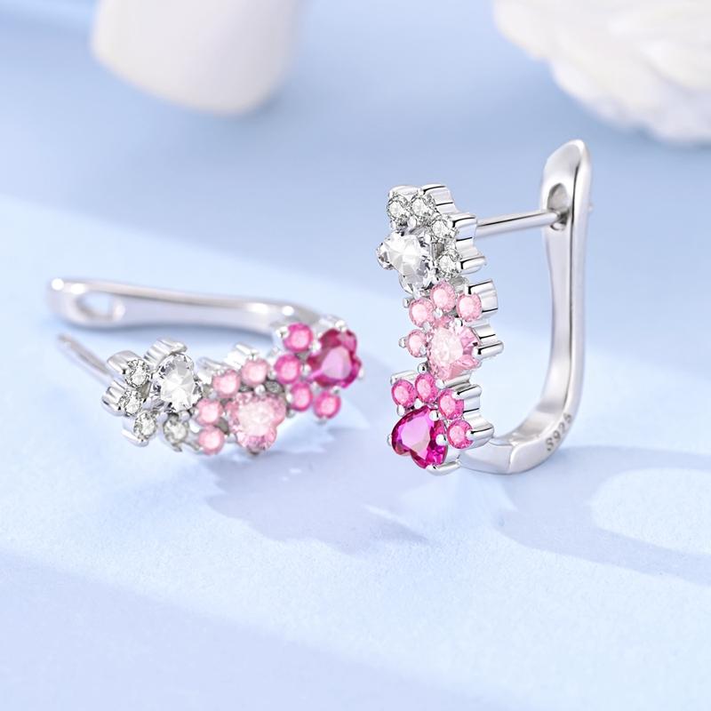 Copper Cz Zircon Earrings Butterfly Claw Hoop Earrings For Women Engagement Wedding Birthday Gift Party Jewelry