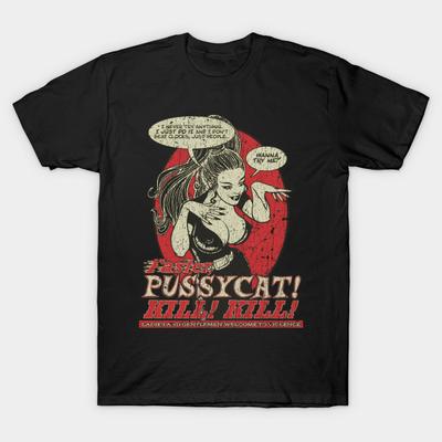 Men Black Print T-shirt Faster, Pussycat! Kill! Kill! – Welcome To Violence (1965) No-Cut Transfer Paper Print Cotton Tshirt