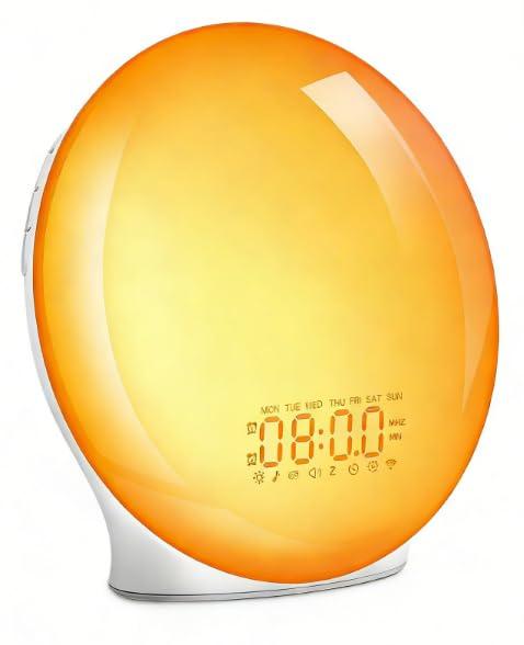 

Alarm Clock with Light Music Playback Supports Sound Sleep Natural Loud Separate Alarm Settings for Weekdays Sunrise Sunset 20 Brightness 8 Natural 16