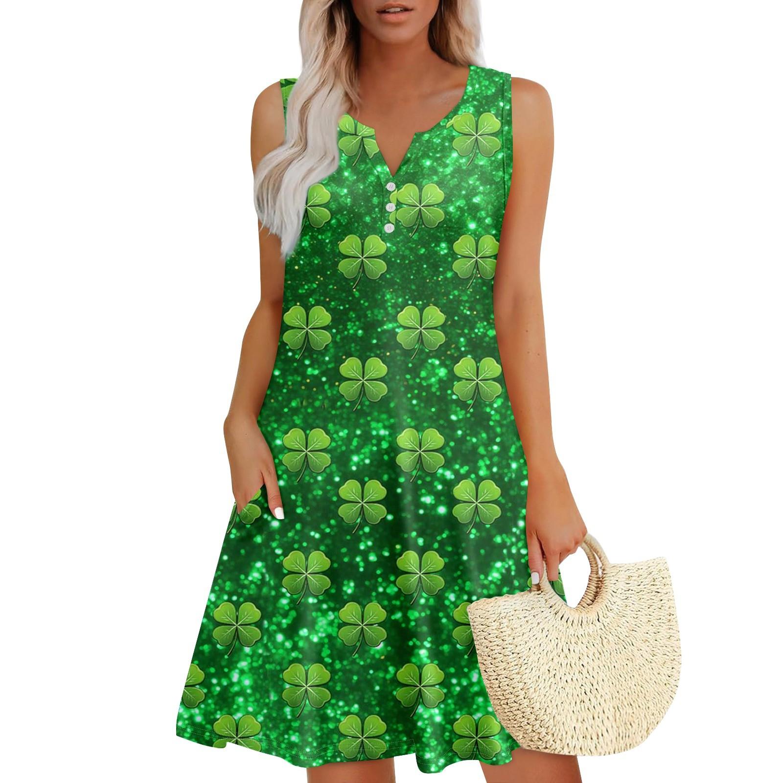 

Жіночі літні сукні з V-подібним вирізом без рукавів Сарафани Сукня з кишенями L