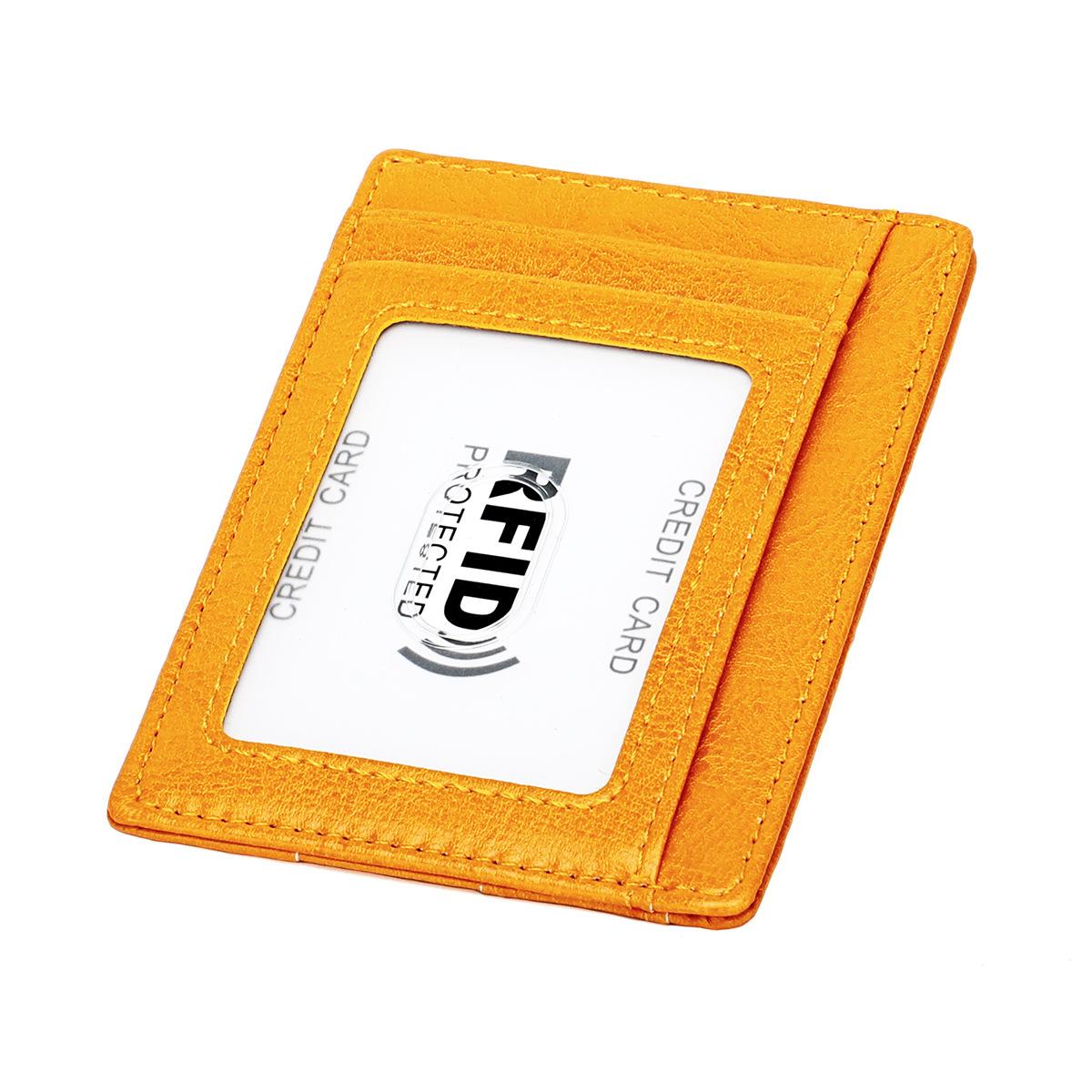 

Минималистичный кожаный тонкий кошелек с передним карманом, держатель для кредитных карт с блокировкой RFID и окошком для удостоверения личности