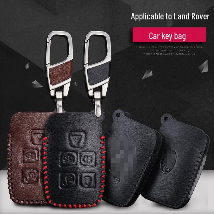 

Land Rover & Jaguar Key Case for Range Rover Sport, Velar, Evoque, & Discovery 34 Jaguar 5-button Brown Leather Keychain