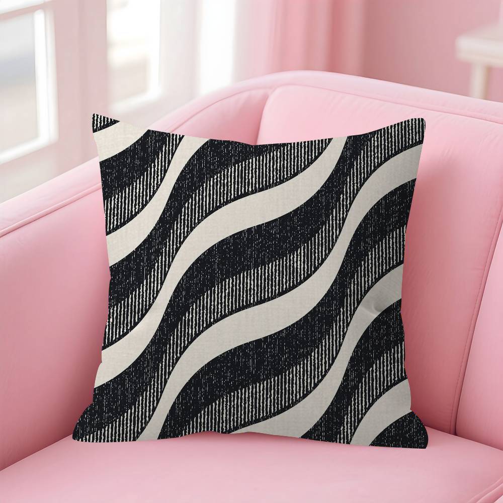 Black White Striped Geometric Rectangle Cushion Cover Polyester Sofa Cushions Decorative Throw Pillows Decoration Pillowcover