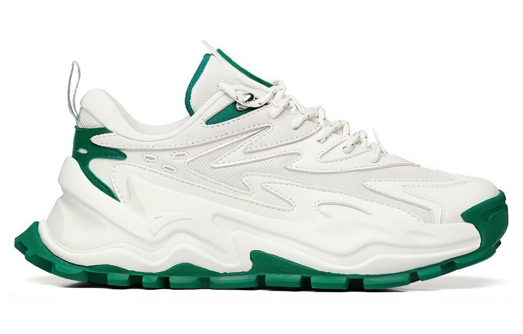 Women's Sneakers Anta Hot Textile, Synthetic Leather, Split Suede Low top Casual Shoes Women's White Green