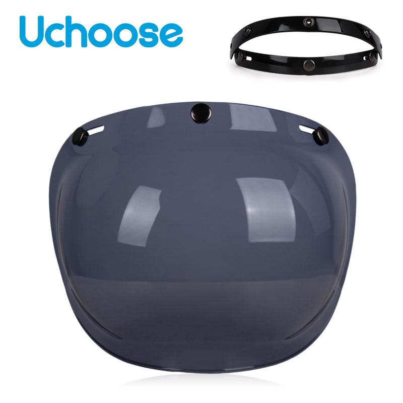 Authentic Bubble Mirror Motorcycle Helmet Three Button Type Retro Style Helmet Lenses Bubble Shield Visors Helmet Accessories