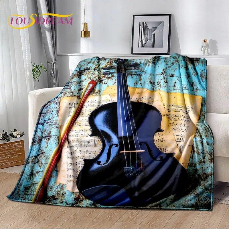 Classical Violin Instrument Music Soft Plush Blanket,Flannel Blanket Throw Blanket for Living Room Bedroom Bed Sofa Picnic Cover