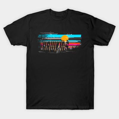 Men Black Print T-shirt Stranger Town No-Cut Transfer Paper Print Cotton Tshirt
