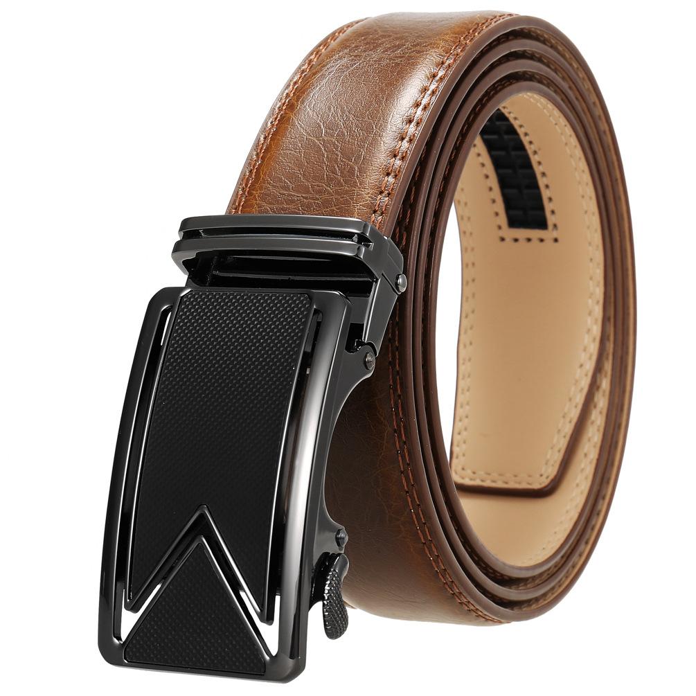 Men'S Belt Two-Layer Cowhide Automatic Buckle Belt, Business Belt Ly180-242-1