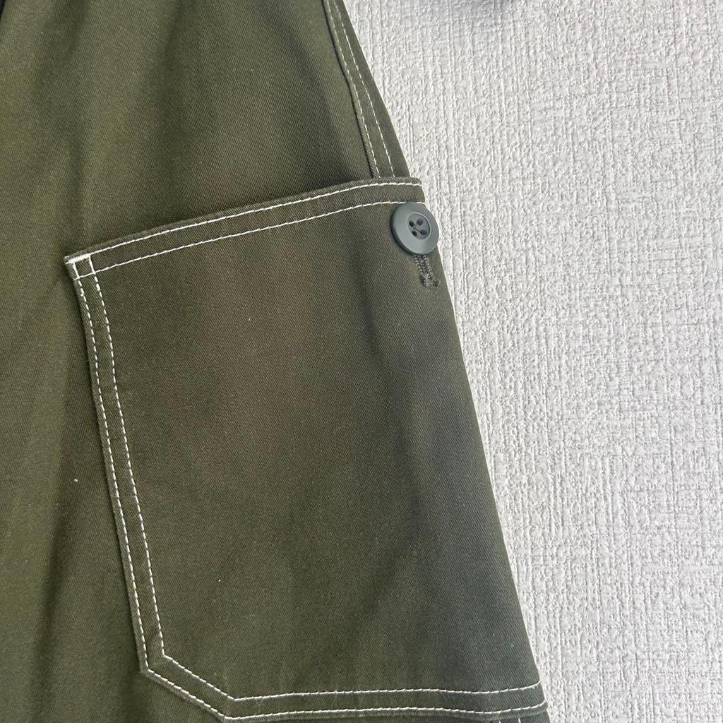 Used Workman khaki long skirt with webbing belt, outdoor, L