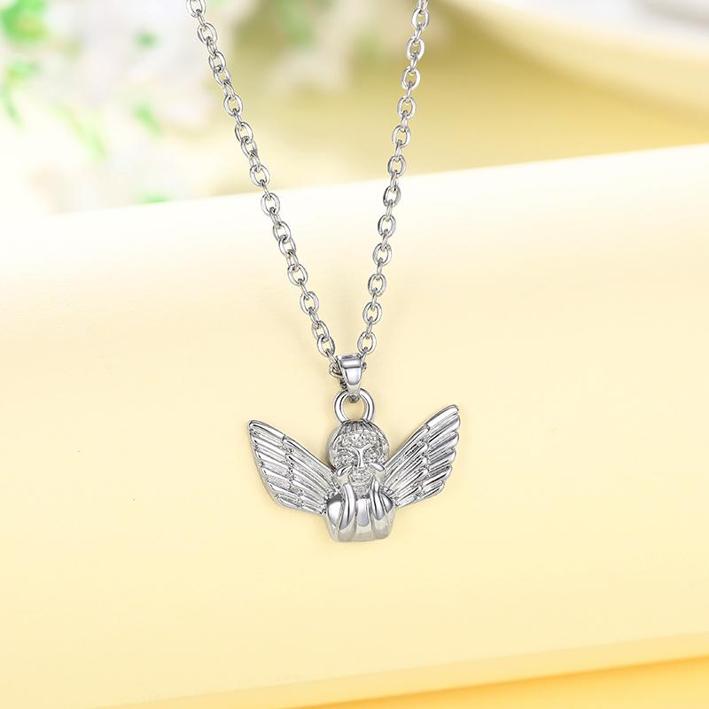 Huitan Novel Angle Pendant Necklace for Women Exquisite Glossy Neck Accessories Dainty Trendy Gorgeous Daily Life Party Jewelry