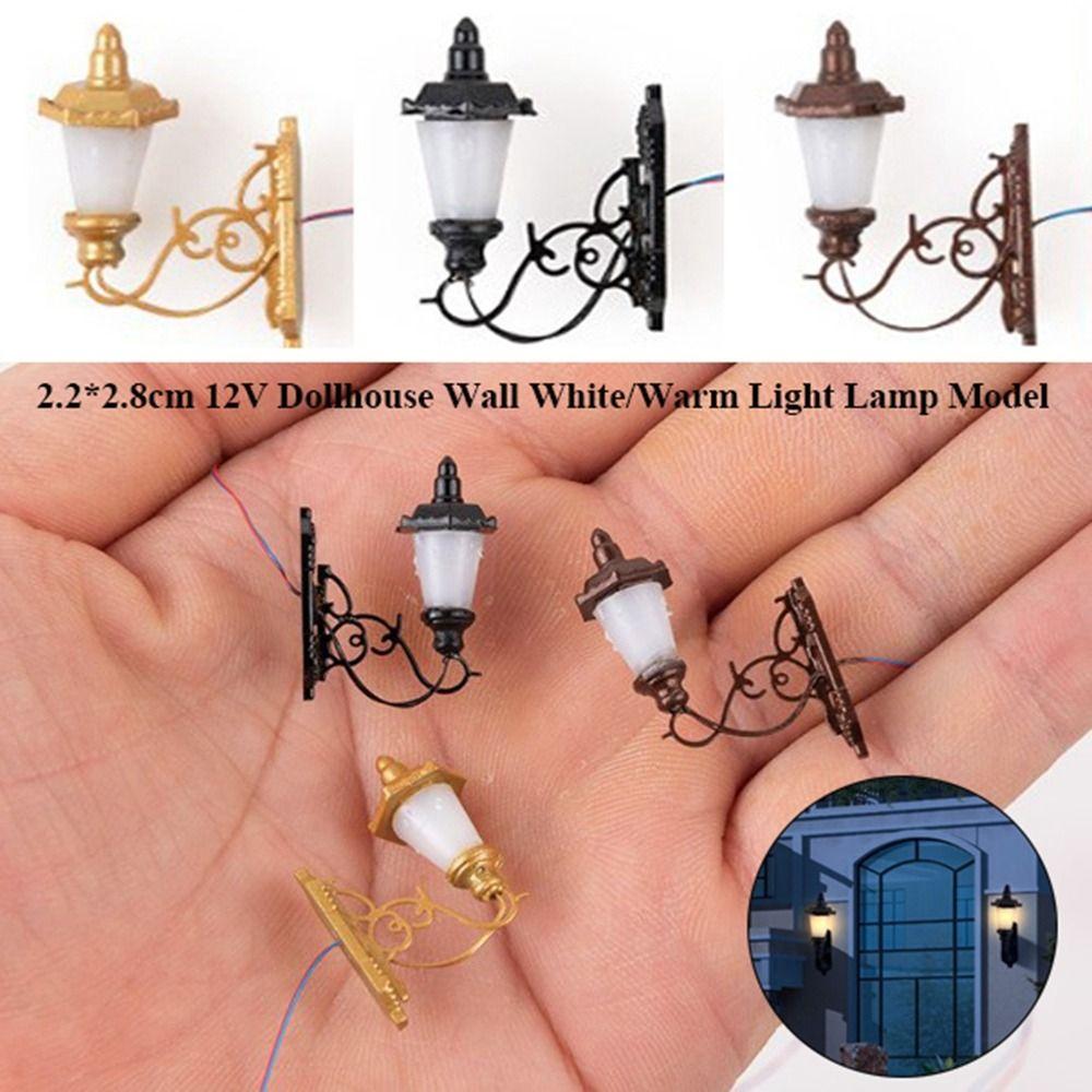 2.2*2.8cm White/Warm Light Model ABS Metal Material Sand Table Chandelier New Dollhouse Wall Lamp