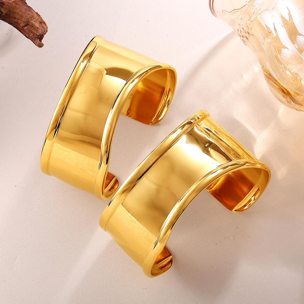 C-Shaped European and American High-End Minimalist Wide-Face Bracelet with Unique Design