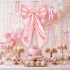 41Pcs Large Pink Ribbon Bow Decoration Fabric Party Ornament for Wedding Birthday Christmas Indoor Outdoor Hanging Decor for Walls Windows Gardens