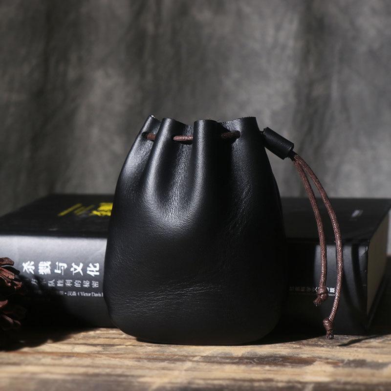 

Винтажный кошелек для монет для мужчин и женщин из натуральной кожи, повседневный маленький кошелек для монет из жесткой кожи, карман для денег, сумка для хранения на шнурке ARI