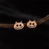 INS Retro Stainless Steel Fish Bone Cat Earrings - Halloween Cartoon Style