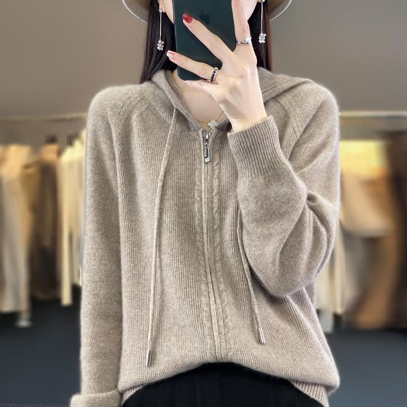 Women's 100% Wool Hooded Zip-Up Cardigan Sweater – 25th Anniversary Edition