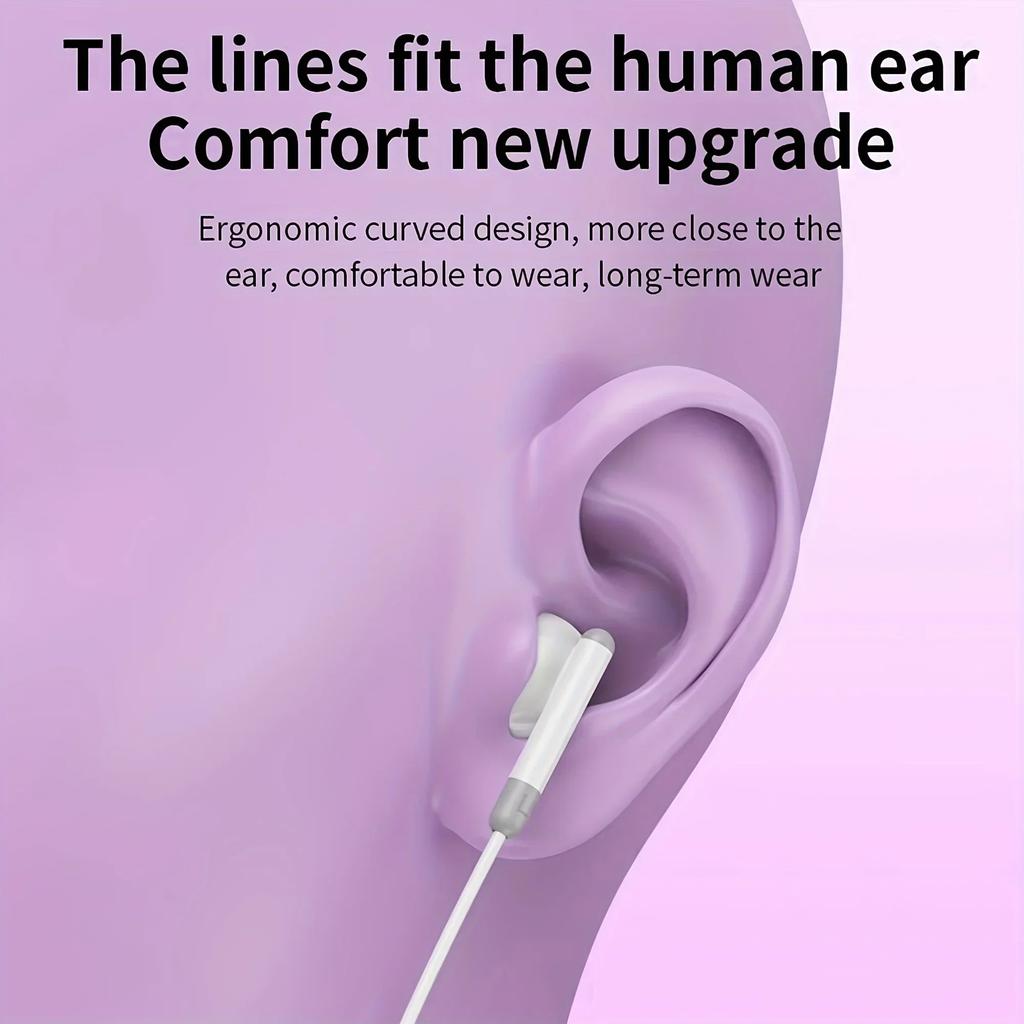 New Half In Ear Wired Earphones With Microphone 3.5mm/Type C For iPhone 16 15 Android Samsung S24 S23 Xiaomi 15 Gaming Headphone