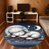 1PC Lamb Moon Stars Round Chair mat Area Rug - Non-Slip, Floor Mat for Office, Bedroom, home decor Christmas Gift c0528034