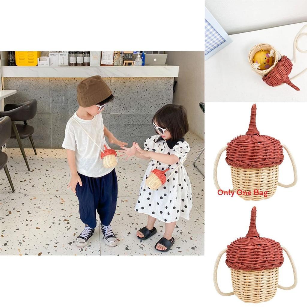Kids Handmade Wicker Crossbody Bag With Durable Material For Everyday Use