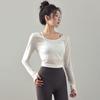 T Shirt Women Long Sleeve Polyester Sexy Back Tie Yoga Top For Workout And Casual Wear
