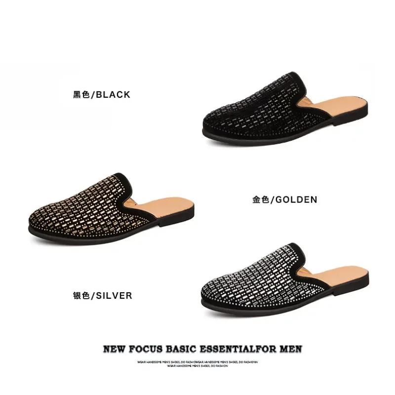 Scarpe Basse Moda Design Inglese per Uomo Tempo Libero Traspiranti Mocassini Banchetto Ballo Scarpa Estiva Cristallo Pantofole Slip-on Sneakers