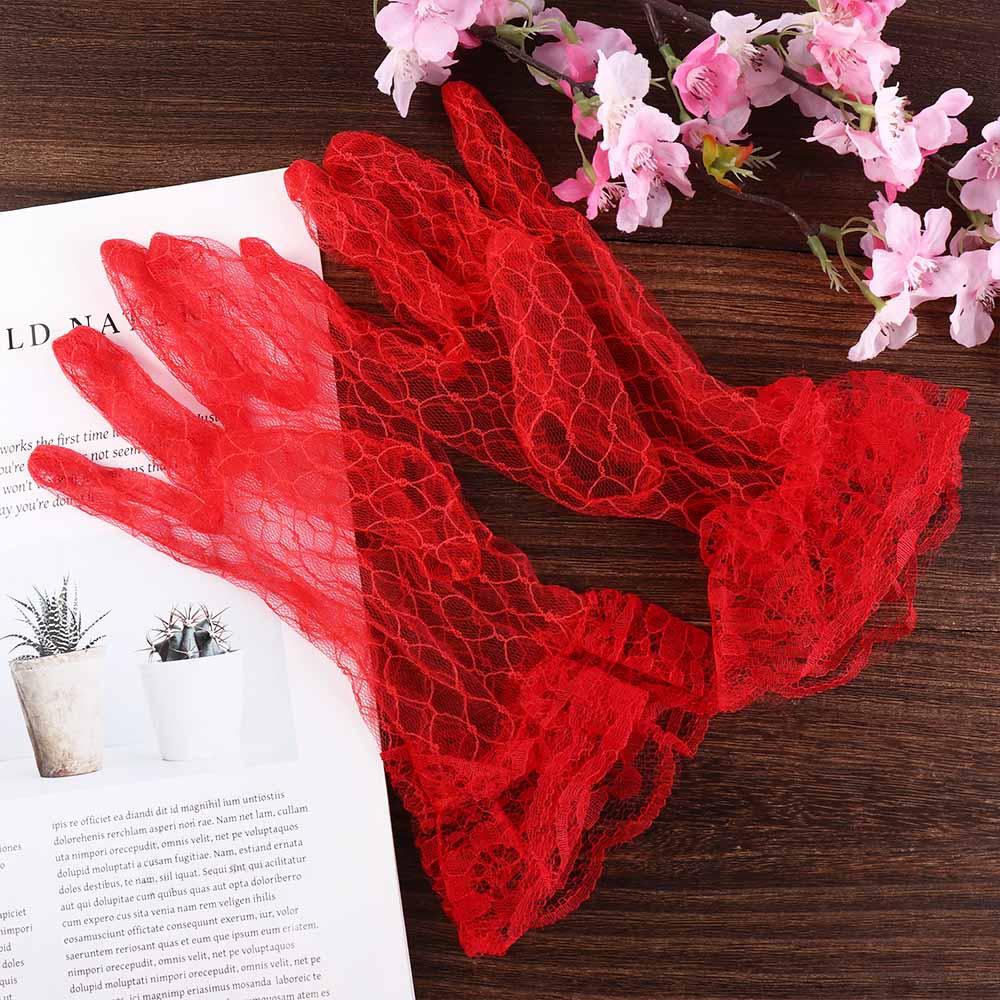 Dress Accessories Banquet Dinner Dress Short Thin Mittens Bridal Mesh Gloves Lace Gloves Wedding