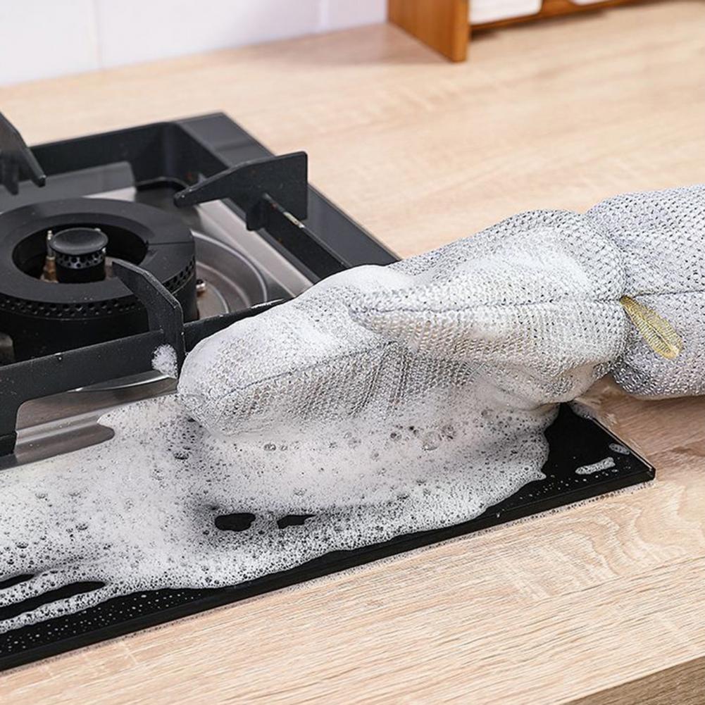 Grid Weaving Technology Gloves Reusable Wire Dishwashing Gloves for Kitchen Fish Scale Mesh Fabric Pot-friendly Multifunctional