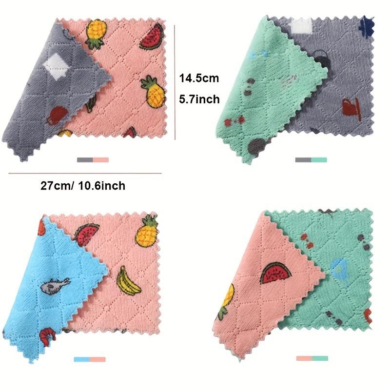 10pcs/20pcs Double Sided Printed Cleaning Cloth Reusable Absorbent Kitchen Dish Towel Multi Purpose Wiping Rag for Tableware Car