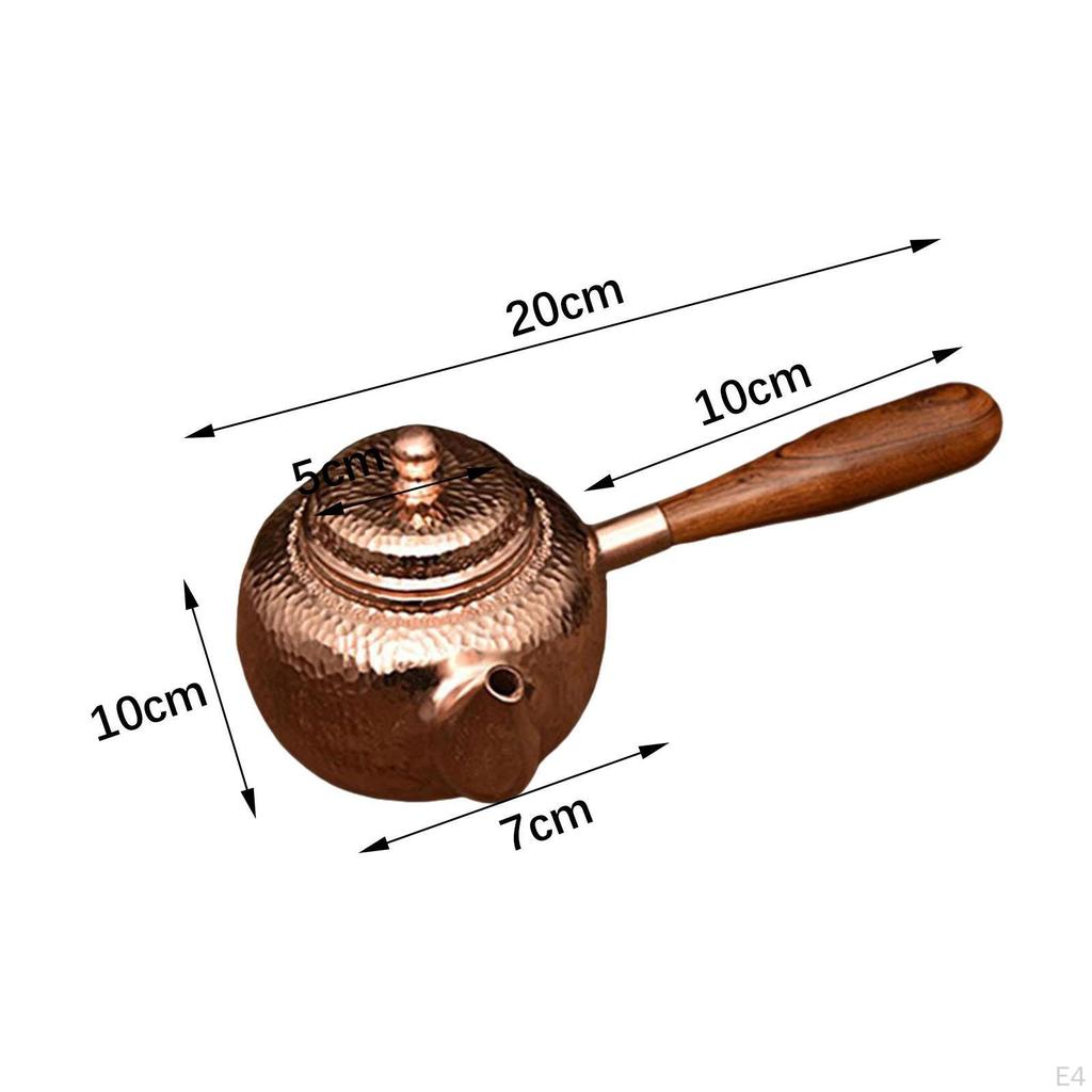 Copper Tea Kettle Boiler for Stovetop 350ml Thick Hammered Teapot Kitchen Party Household