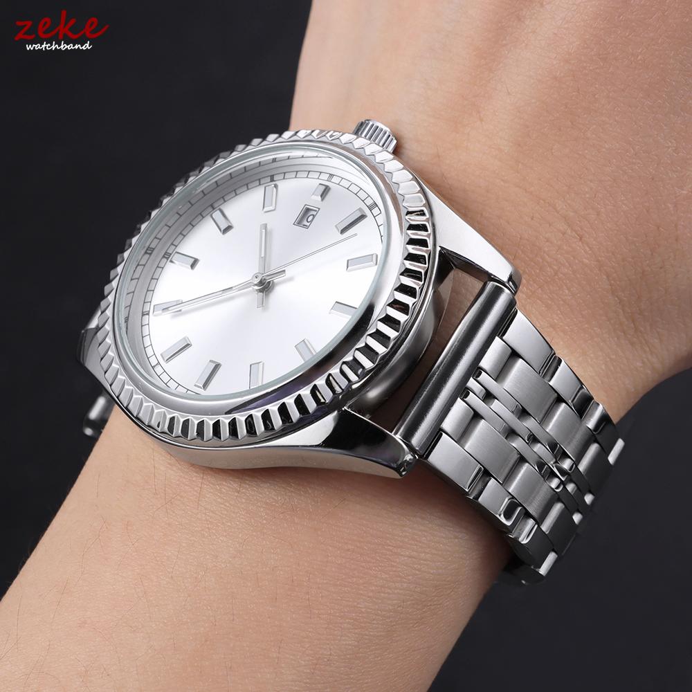 18/20/22/24mm Stainless Steel Watch Band Curved / Flat End Metal Bracelet Silver Gold Black Folding Buckle Universal Watch Strap