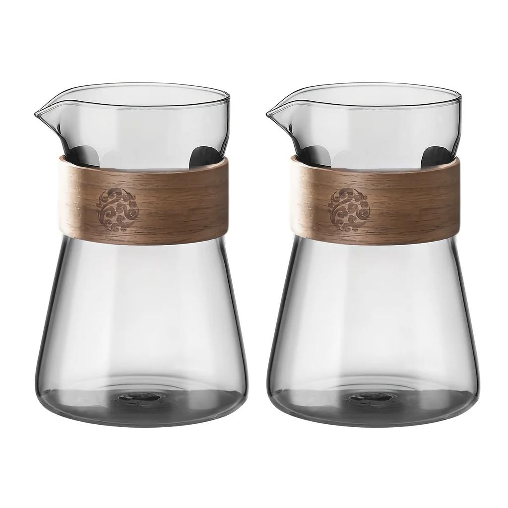 17oz/500ml Glass Coffee Pot Carafe with Wood Heat-Resistant Layer, High Borosilicate Espresso Shot Glass Mug , Coffee Accesories