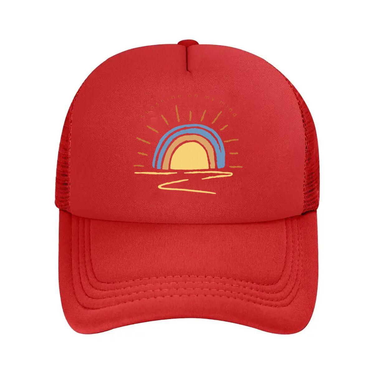 Sunshine Rainbow Boho Motivational Wall Art  Mesh Baseball Cap Hip Hop Adjustable