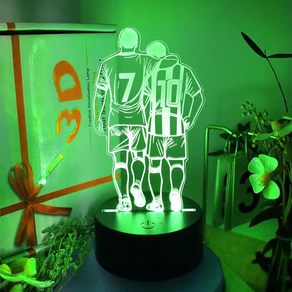 Football Player Night Light Touch Remote Control RGB LED Lamp Bedroom Decorate Novelty Creative Sports Theme Gift Boys Kids Fans
