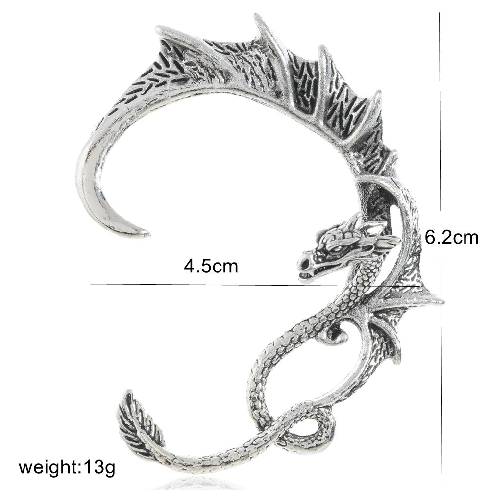 Gothic Punk Dragon Shape Earrings 2024 Trend New Design Vintage Alloy Flying Dragon Ear Cuffs For Women Party Accessories