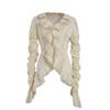 Lolita Vintage Gothic Lace Shirts Women Y2k Dark Aesthetic Irregular Blouses Yamamoto Style Grunge Flare Sleeve Shirt