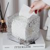 "Elegant Water Ripple Tissue Box – Transparent, Wall-Mountable Storage for Toilet Paper"