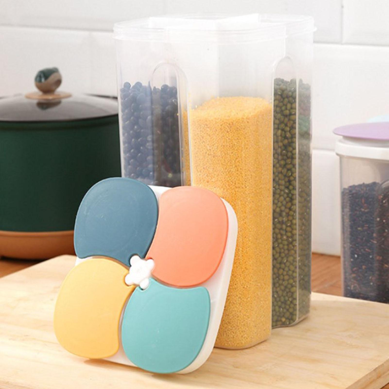 

Контейнер для хранения продуктов 4-секционный многофункциональный с идеальной герметизацией, экономящий место, безопасный диспенсер для крупы для кухни