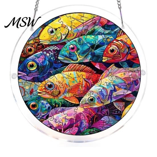 Light Refraction Sun Catcher Acrylic Puzzle Suncatcher, Colorful Window Hanging Ornament, 7.87 Inch Wall Art Decoration, Ideal for Gifting And