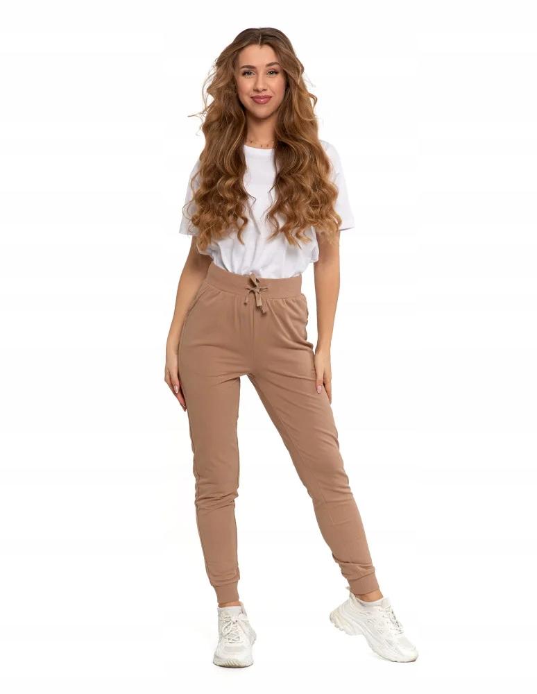 Comfortable Women's Sweatpants with Pockets, Tied, Classic, MORAJ XL BEIGE