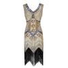 Retro Sequined Beaded Dress Front and Rear Deep V-neck Fashionable Fringed Dress, Popular Evening Dress