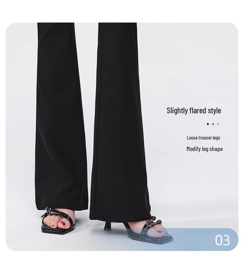 Black High-Waist Flared Pants for Women - Spring/Autumn 2025 Slimming Style