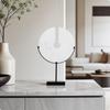 Marble Disc Sculpture with Stand Minimalist Decorative Accent for Bookshelf
