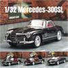 1/32 Mercedes-Benz 300SL Toy Car Model Diecast Metal Vehicle Vintage Miniature Pull Back Collection Gift for Children Kid Boys