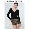 UR Women's Elegant V-Neck Tied Short Knit Sweater