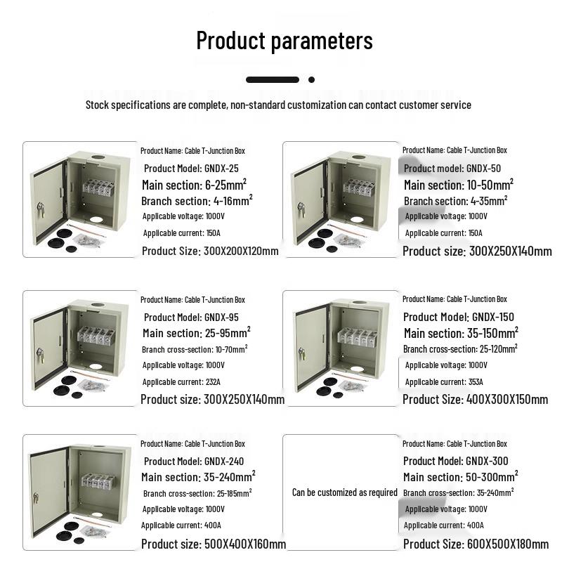 JXT1 Cable T-Connection Box, Copper Busbar – Model 50/35
