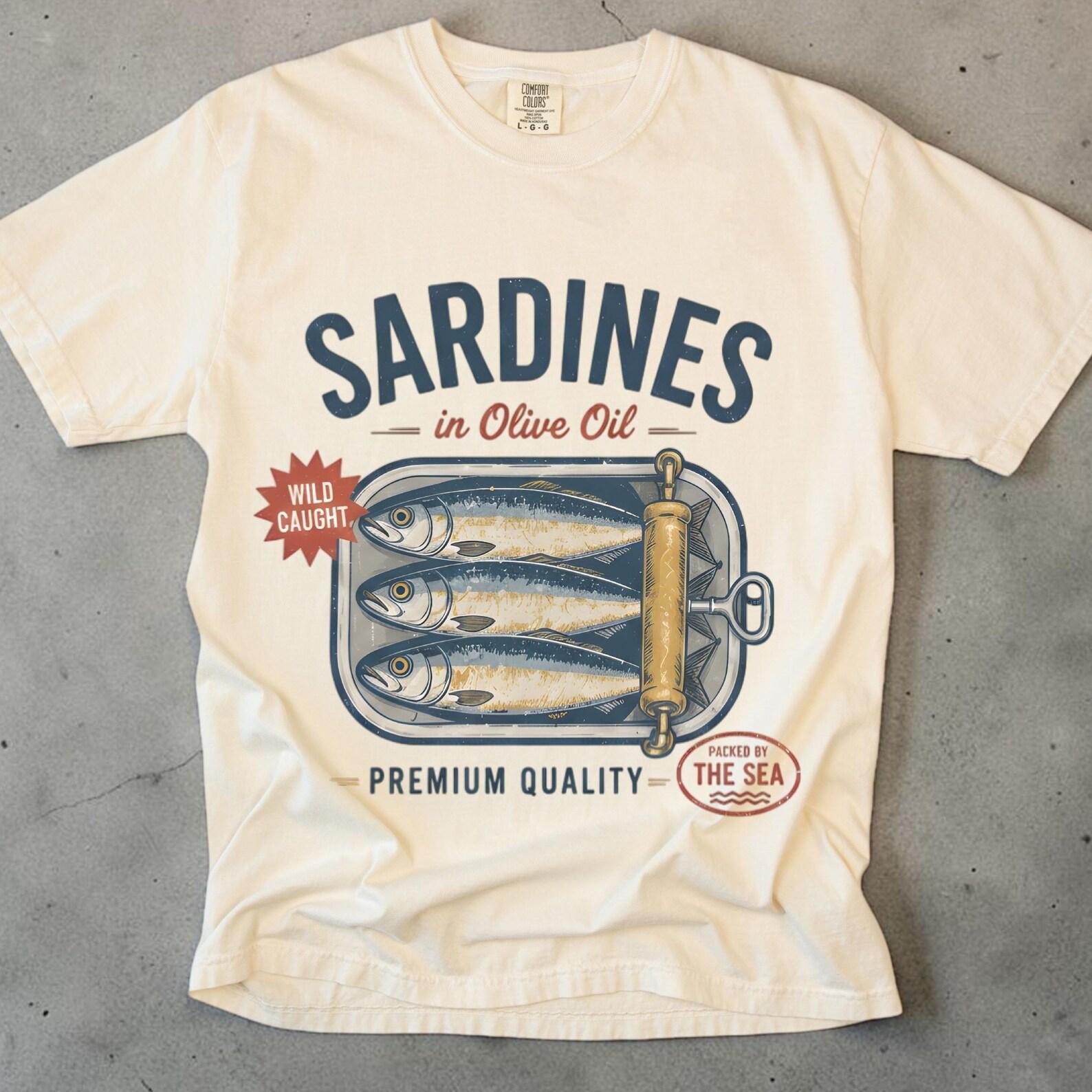 Sardine Shirt, Canned Sardines Tee, Unisex Comfort Colors, Tinned Fish Shirt, Les Sardines, Fish Shirt, Foodie Gift, Fishing Shirt 4XL