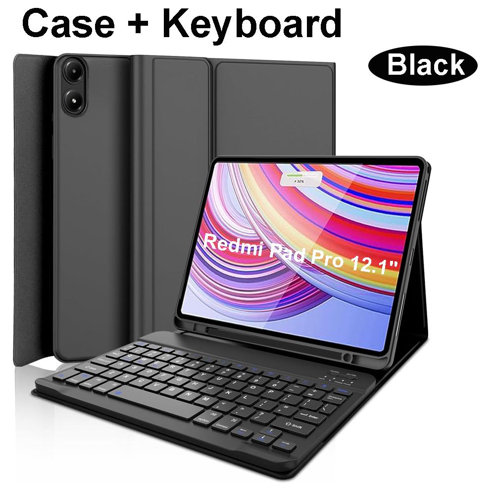 Case for Redmi Pad Pro 12.1 Inch, Bluetooth Keyboard Cover for POCO Pad 12.1 Inch